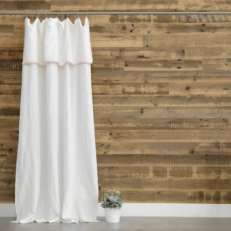 Kelsi Linen Semi Sheer Curtain Single Panel, Ivory/Pink, 52" W x 84" L