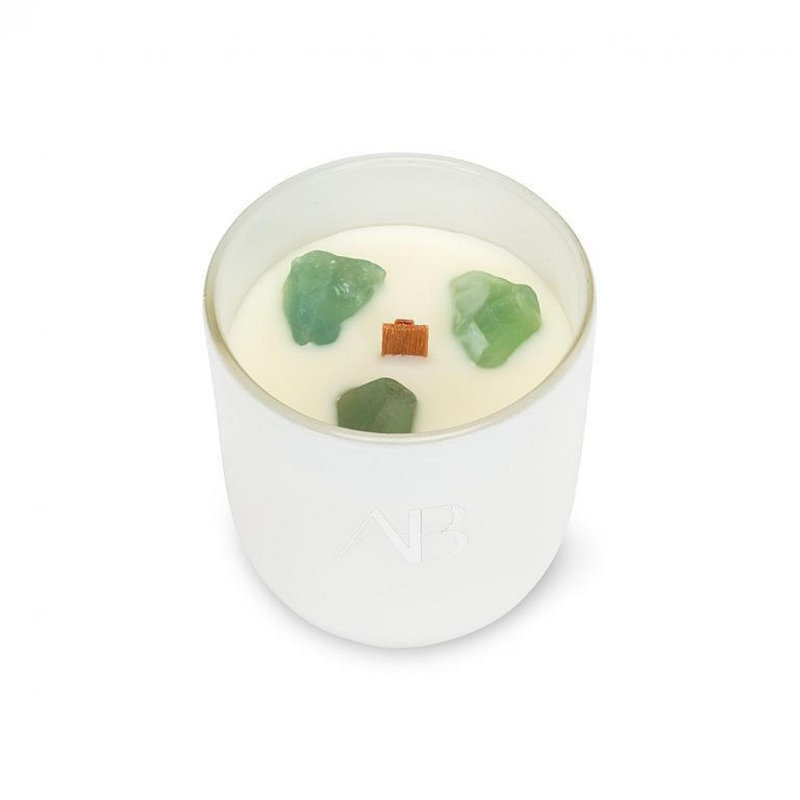 Bougie parfumée en pot avec support en verre, Aventurine