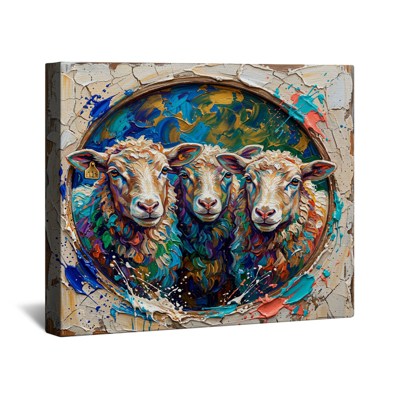 «Three Sheep Portrait», toile tendue de plusieurs tailles, 16 x 20 inches