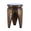 Table d'appoint en bois de paulownia sculpté 11 x 11 x 16,5 po avec finition brun naturel