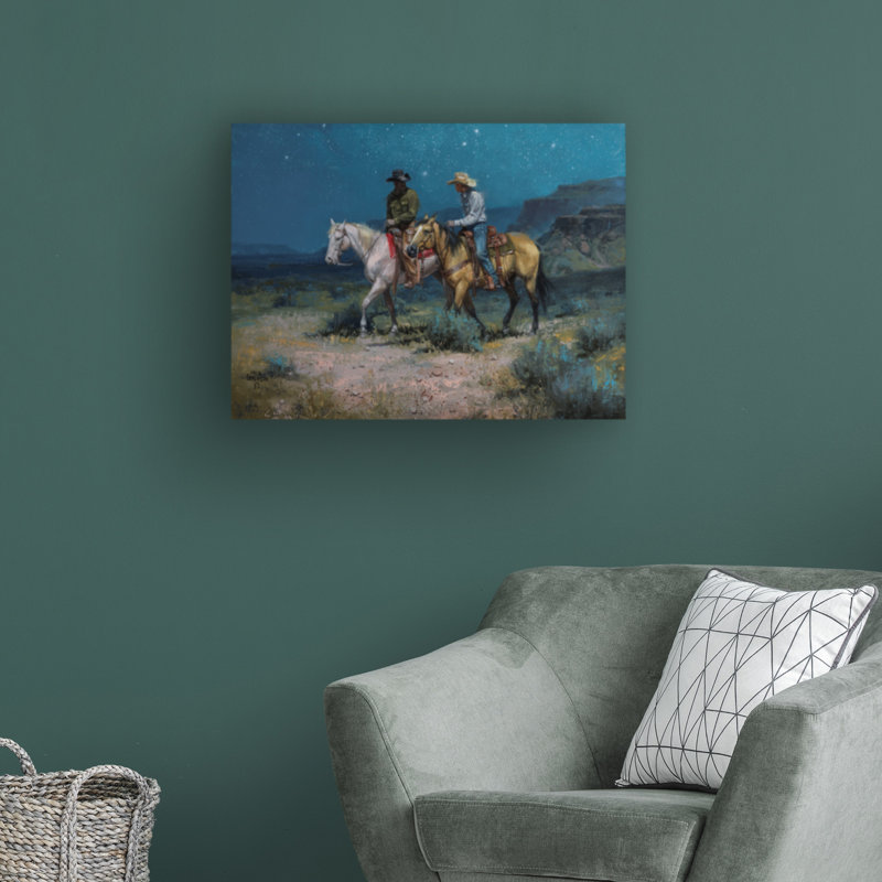 Night Riders Teal and Blue Canvas Art Print