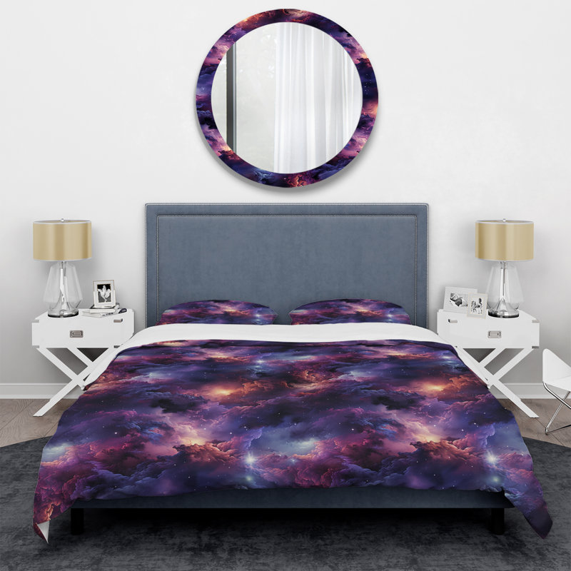 Enchanted Nebula Moody Patterns Duvet Cover, Queen Duvet Cover + 2 Standard Shams