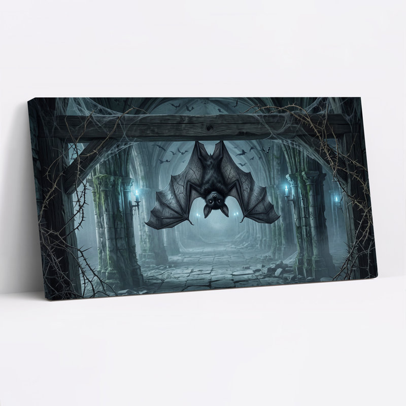 Art mural sur toile, chauve-souris noire, L 20 po x H 10 po