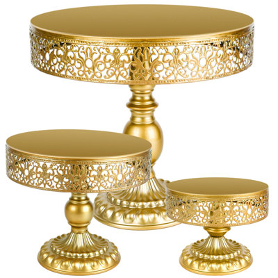 3-Pack Cake Stands, Round Metal Cupcake Stands For Dessert Table, Dessert Display Cake Stands, Gold