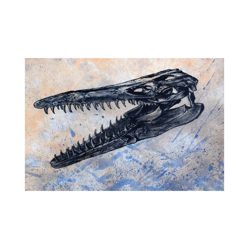 Mosasaurus Dinosaur Skull by Harm Plat - Wrapped Canvas Print, 45.72cm H  x  66.04cm W x 1.9cm D
