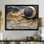 Golden Eclipse on Marble Dancing Waves I - Abstract Realism, art mural