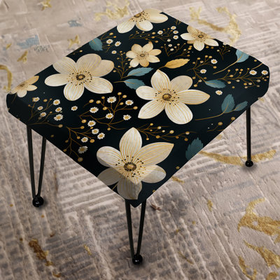 Mystic Beige And Teal Splendor Gardens - Floral Rectangle Ottoman