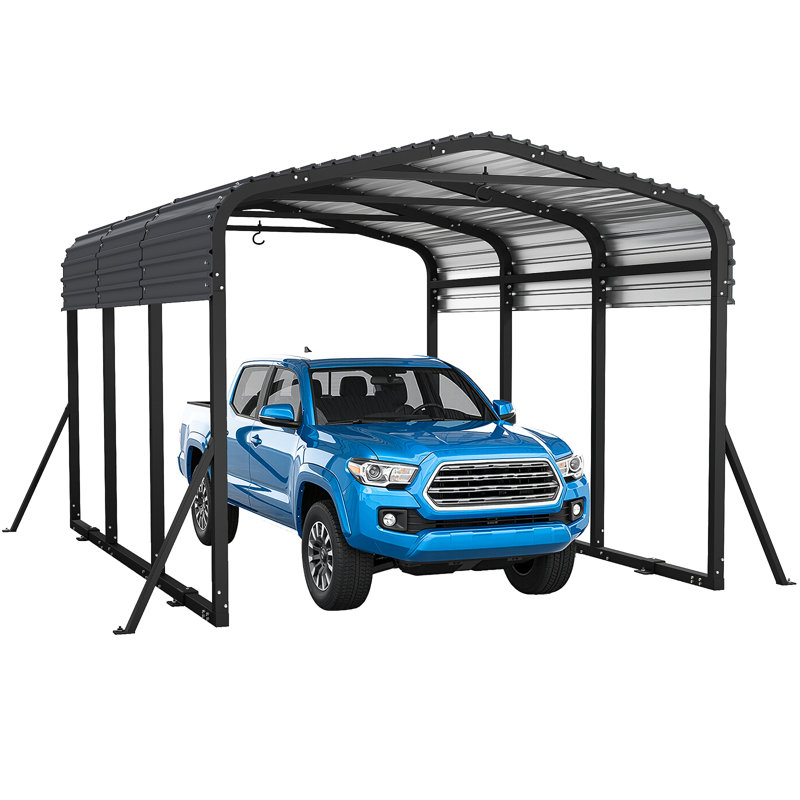 Heavy Duty Metal Hardtop Carport, Outdoor Vehicle Shelter For Cars, Tractors & Equipment, 10 Ft x15 Ft
