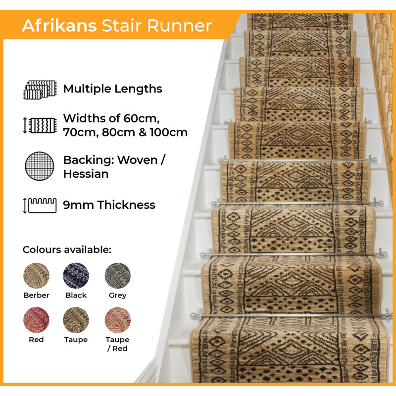 Stair Runner Geometric Area Rug, Stair Runner 100 x 450 cm