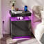 3 Drawers Bedside Table with Lift-Top, Bedside Cabinet with Bluetooth LED Light Strip & UK Charging Station 2AC/2USB, Wooden Sideboard Drawer Cabinet for Bedroom Living Room, UK Plug-1555817018