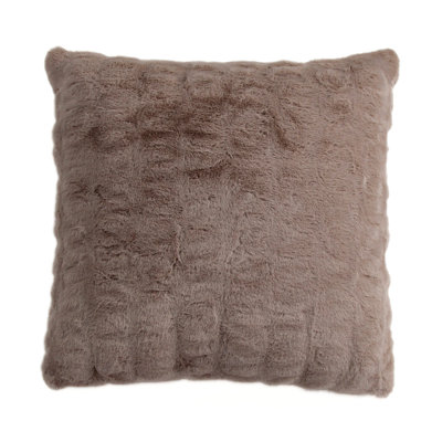 Ruched Rabbit Plush Solid Color Classic Modern Chic Euro Pillow with Down Insert 27x27 inch