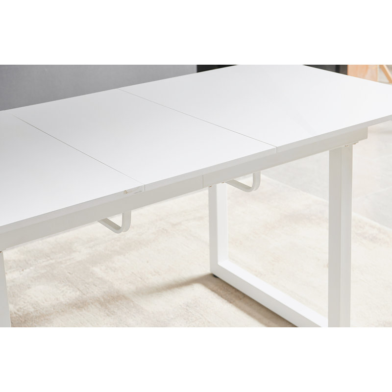 Table de salle à manger extensible de couleur blanche avec pieds en métal et table de cuisine moderne