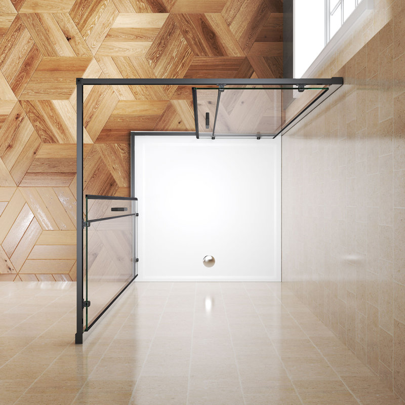 36"D x 36"W x 72"H Framed Corner Shower Enclosure, Square Shower Enclosure, Nano Easy Clean Coating Glass, Matte Black