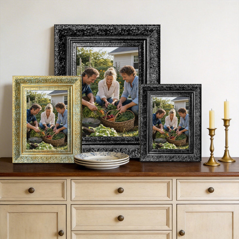 Cadre photo sophistiqué noir 8 pièces 8 "x 10" pour cadeaux de pendaison de crémaillère, Black, 1, 8" W x 10" H