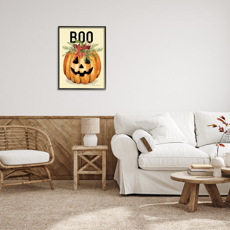 "Boo Seasonal Halloween Flowers" encadré sur bois par Stephanie Workman Marrott, impression, H 30 po x l 24 po x P 1,5 po