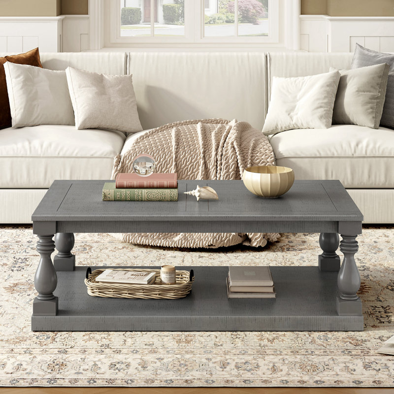 Table basse avec tablette inférieure, Gris