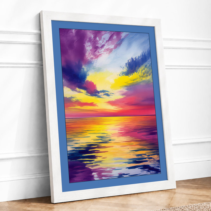 Sunset Over Water Coastal - Print, A4 - 29.7 x 21.0 cm, White