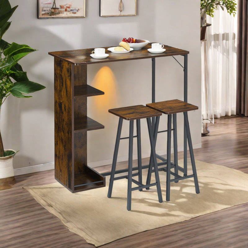 2 - Person Counter Height Dining Set, Brown, Brown