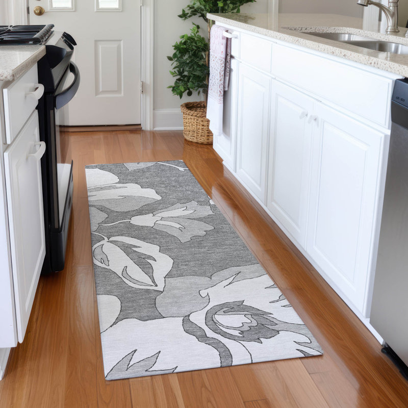 Premium Machine Washable Prisco Gray Rug, Runner 2'3" x 7'6"