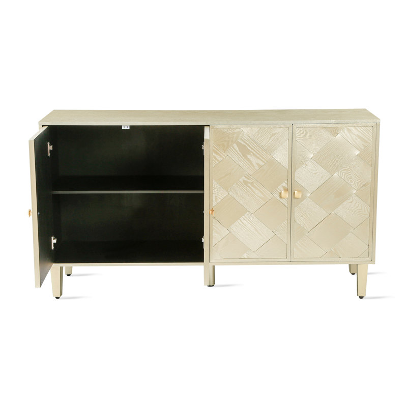 Seamus 59.8" Modern Storage Sideboard With Solid Wood Legs, Silver
