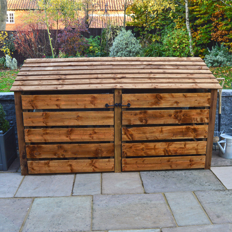 Troutville 230cm W x 80cm D Solid Wood Log Store, Rustic Brown