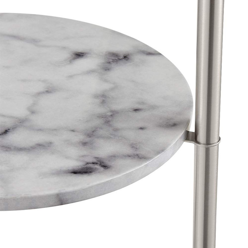 Luxueuse lampe sur pied à DEL dorée | Température de couleur réglable, tablettes de rangement supplémentaires, Argent
