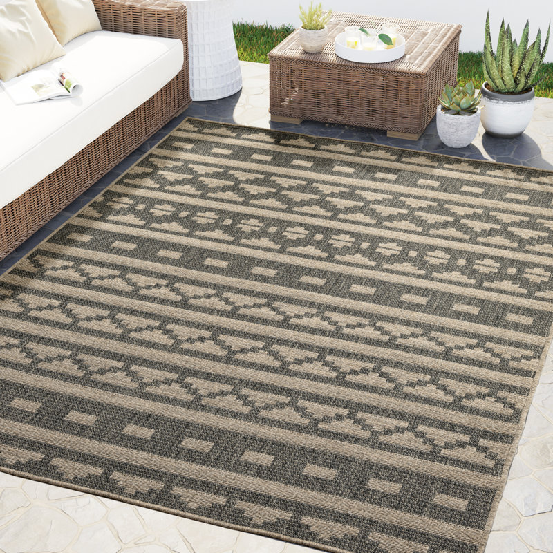 Abani Rugs Magdaleno PAT150A Outdoor Beige Grey Tribal Area Rug, Rectangle 2' x 3'