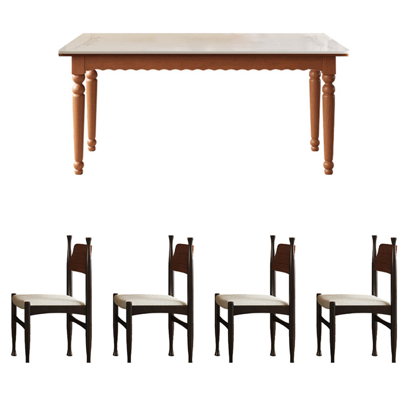 Retro rectangular utility dining table set, 29.92"H x 55.12"L x 31.5"W