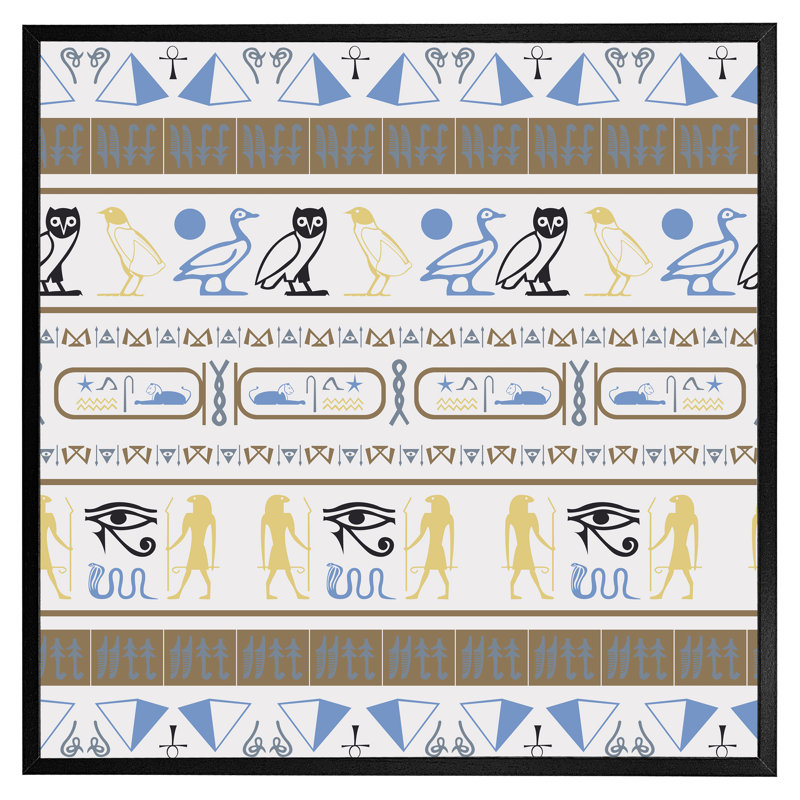 Mifley Heiroglyphs - Single Picture Frame Print, Black Framed, 31cm H x 31cm W x 4cm D