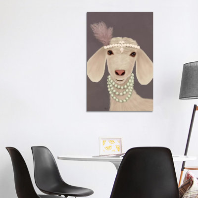 Posh White Goat by Fab Funky - Wrapped Canvas Gallery-Wrapped Canvas Giclée