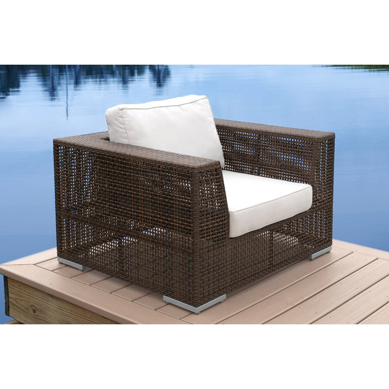 Chaise de patio avec coussins Daltan, Toile Sunbrella® brique