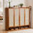 Bohemian 7-Tier Bamboo Shoe Cabinet Space-Saving Entryway Shoe Storage Cabinet with Doors