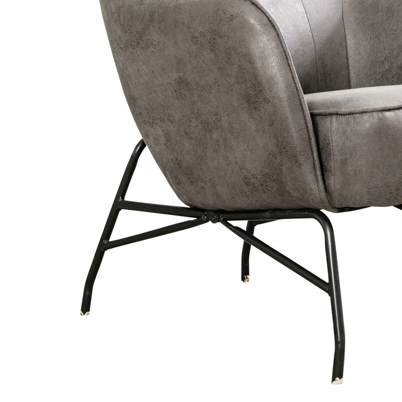 Colm Faux Leather Wingback Chair, Charcoal