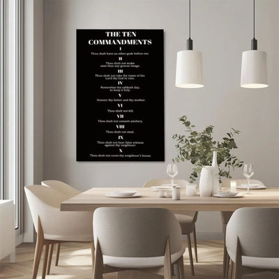 1Pc Framed Canvas Poster Print Ten Commandments, Bible verses, religious art style Wall Art Wall Pediments, Wall Decor, Perfect for Room Decor Living