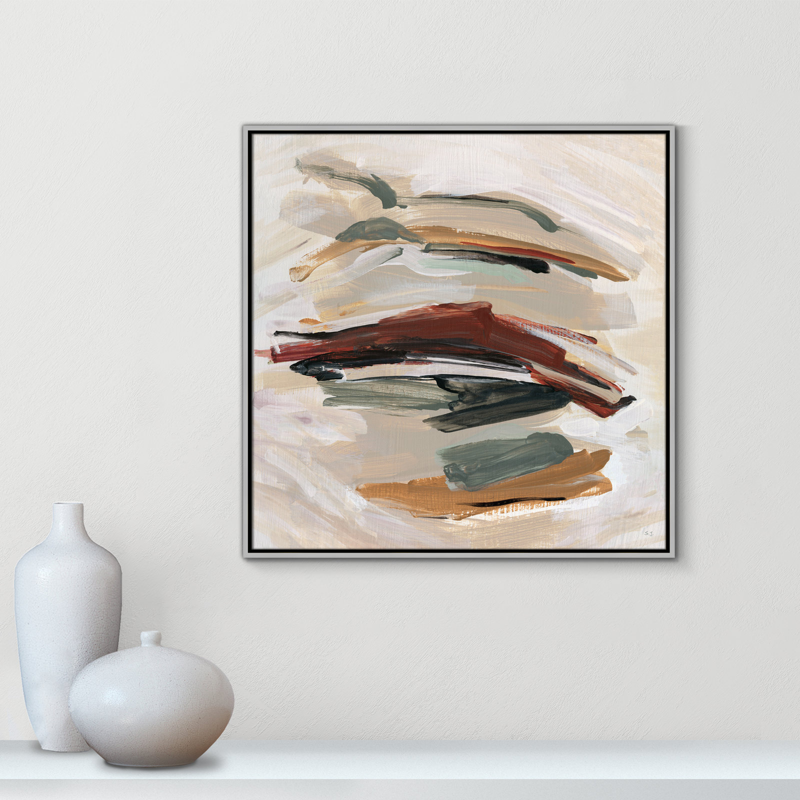 Carmina "Spring Shadows" Painting by Susan Jill, 31.5" H x 31.5" W, Silver