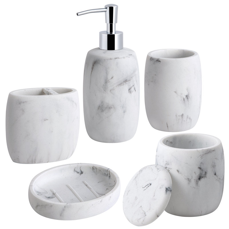 Legends White and Gray Marble Resin Vanity Tray