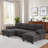 U-shaped Sectional Sofa With Dual Chaise Lounges, Storage Pockets And Armrest Pillows-950727178