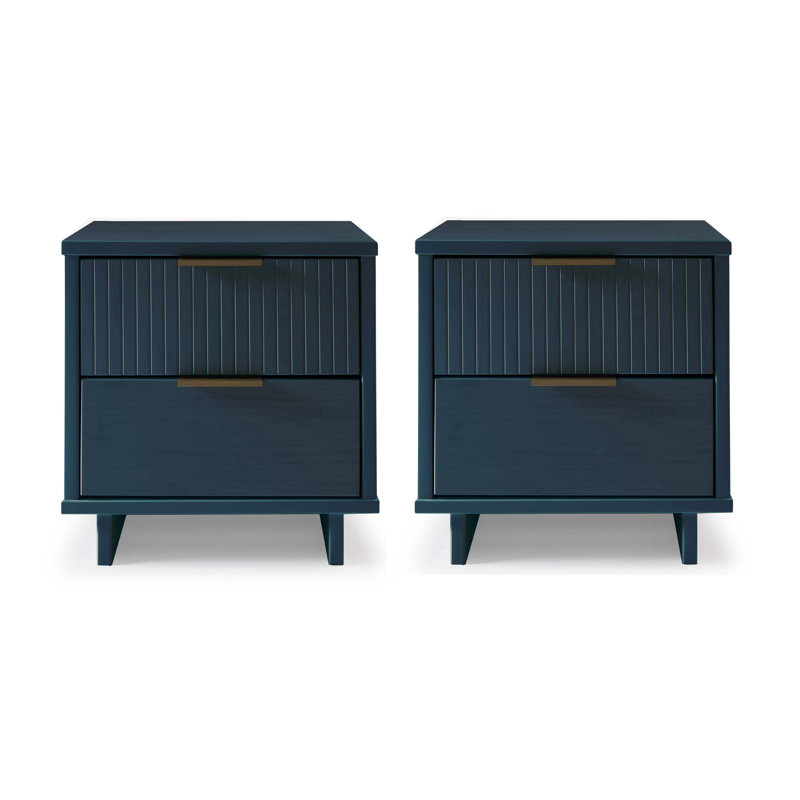 Laureli 18.11'' W Solid Wood Nightstand, Set of 2, Midnight Blue