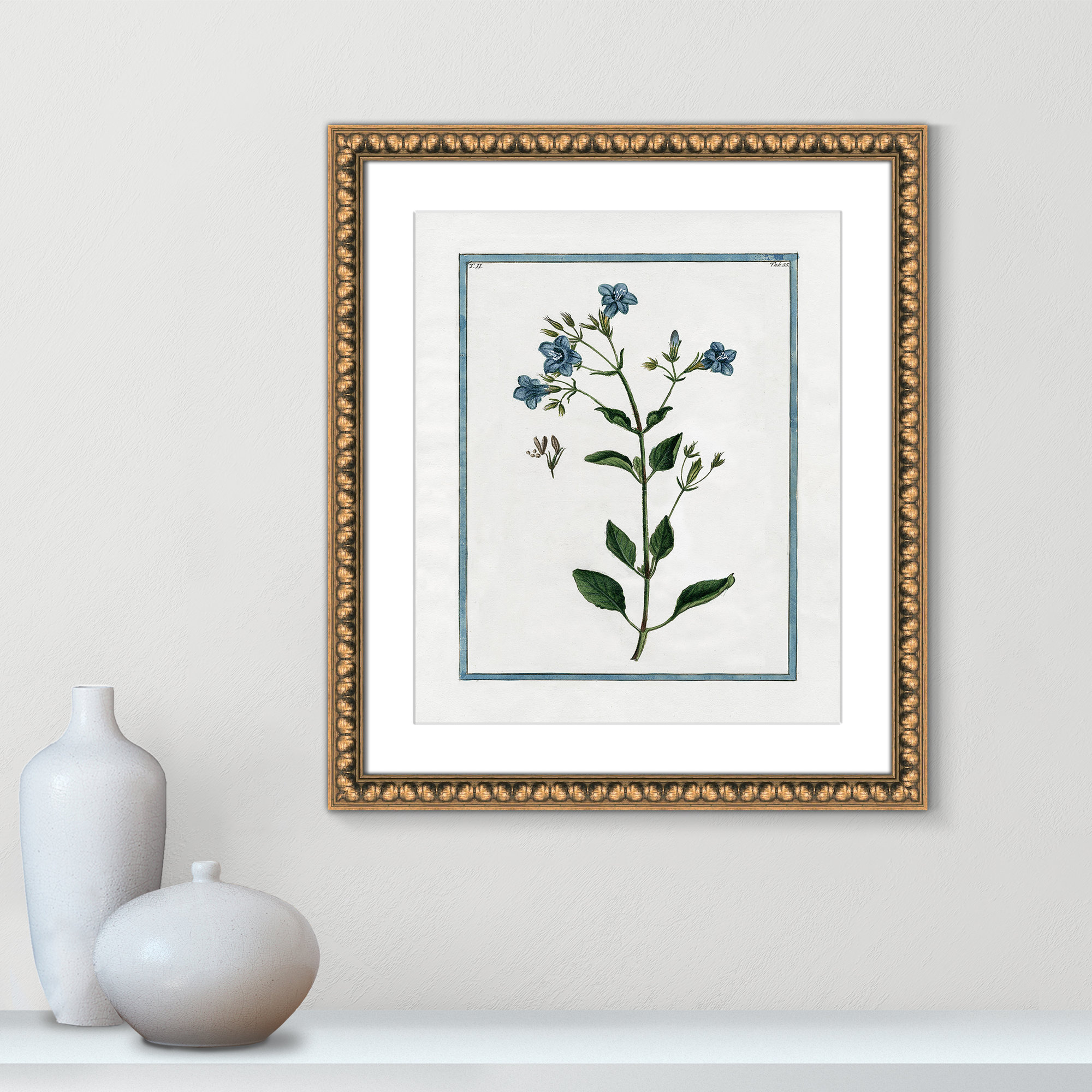Shabby Elegance Botanical II - Framed Art, 17" W x 20" H, Gold Bead Framed