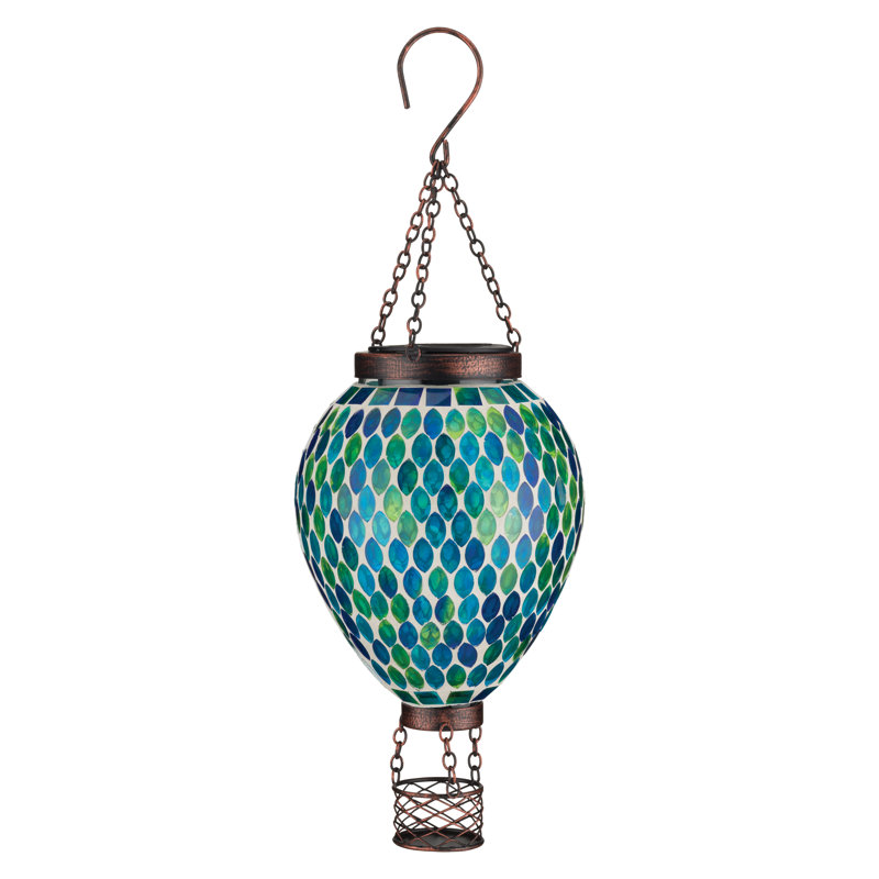 Lanterne solaire à montgolfière mosaïque - bleu, Bleu