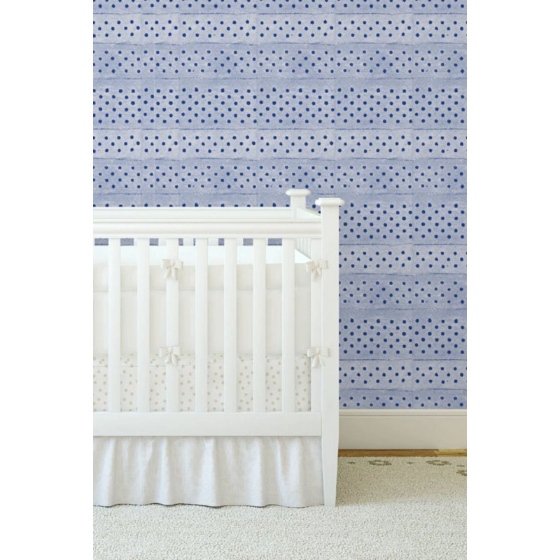 Mrs Paranjape Papers Stitched 10' L x 24" W Wallpaper Roll, Yves Blue, Non-pasted, Faux Grasscloth