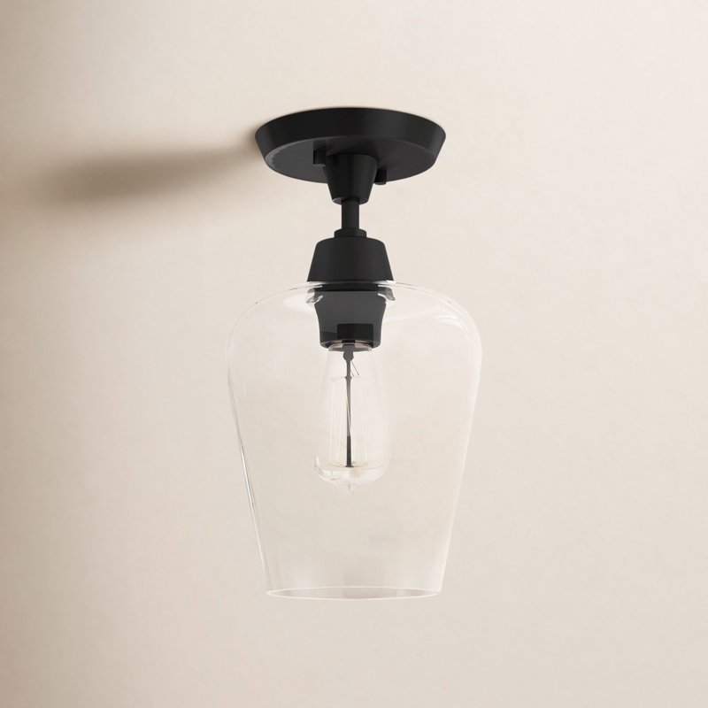 Maebel 1 - Light 6'' Simple Dome Semi Flush Mount in Black, Black