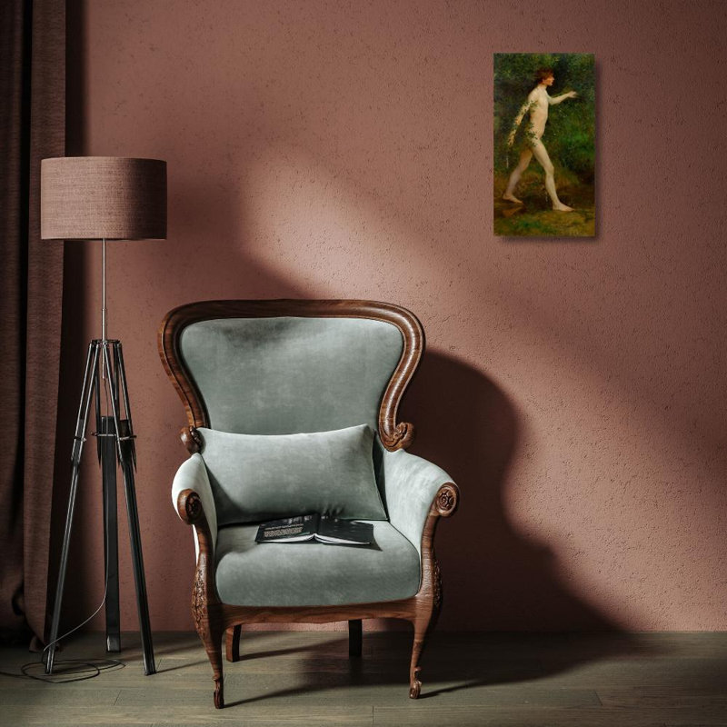 «A Woodland Bather» par Henry Scott Tuke - Art mural sur toile tendue avec châssis, H 18 po x l 14 po
