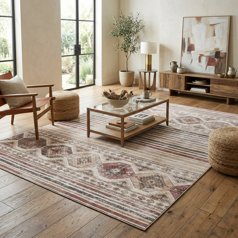 Zehorit Machine Washable Vintage Area Rug For Living Room, Hallway Runner, Entryway Rug, Rectangle 3'11" x 5'11"