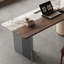 Noyer brun + pierre frittée rectangulaire beige + bois massif + bureau en acrylique-1154650876