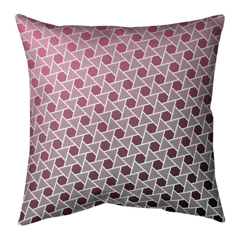 Housse de coussin Rainbow Hexagons and Triangles, 20 po x 20 po, Bourre en polyester, Noir / Rose