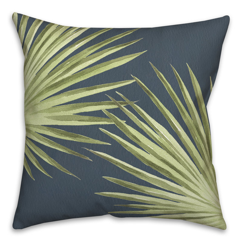  Housse et insert de coussin carré d'extérieur Palm Leaves, 20 po x 20 po, Bleu