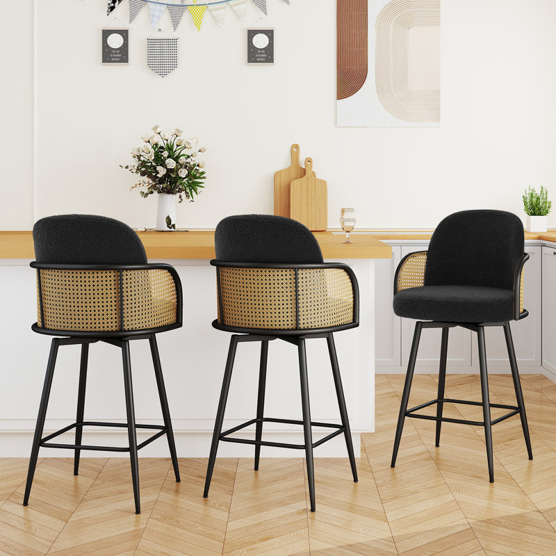 Tabouret de bar rotatif 26 po, Noir, 4