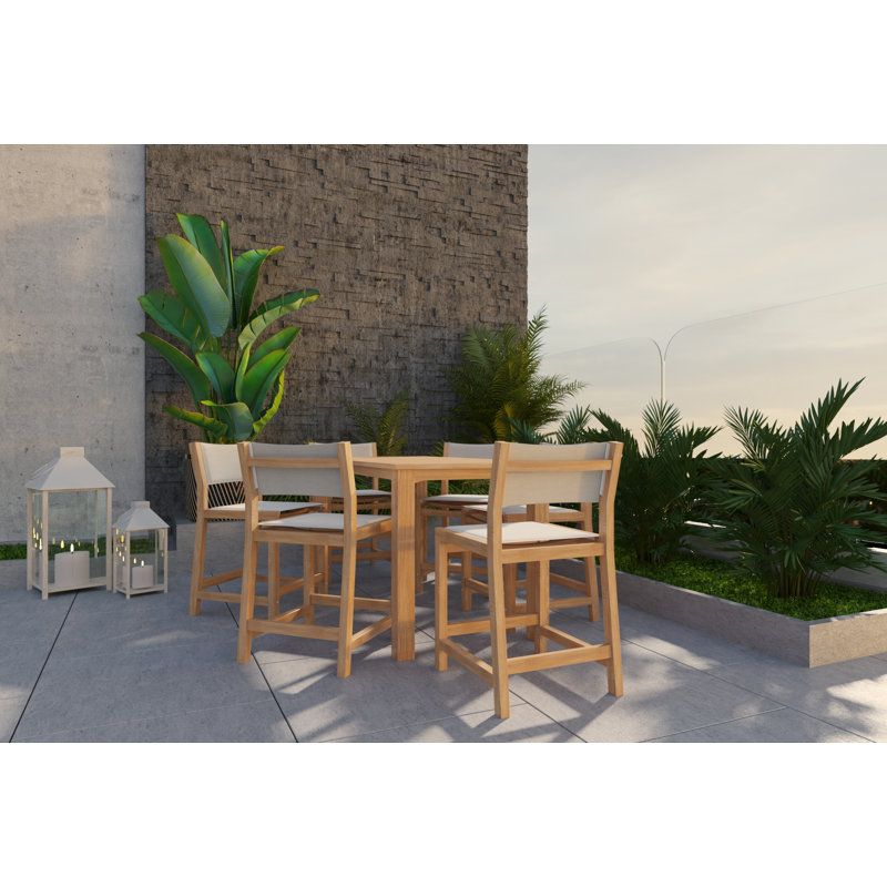 Pearl Teak Outdoor Counter Height Chair, White