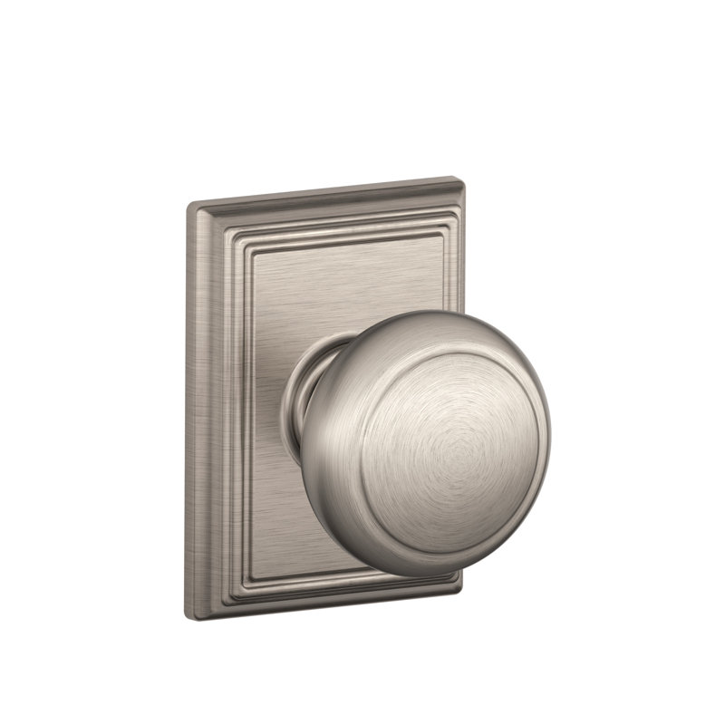 Andover Knob with Addison Trim Hall and Closet Lock, Satin Nickel